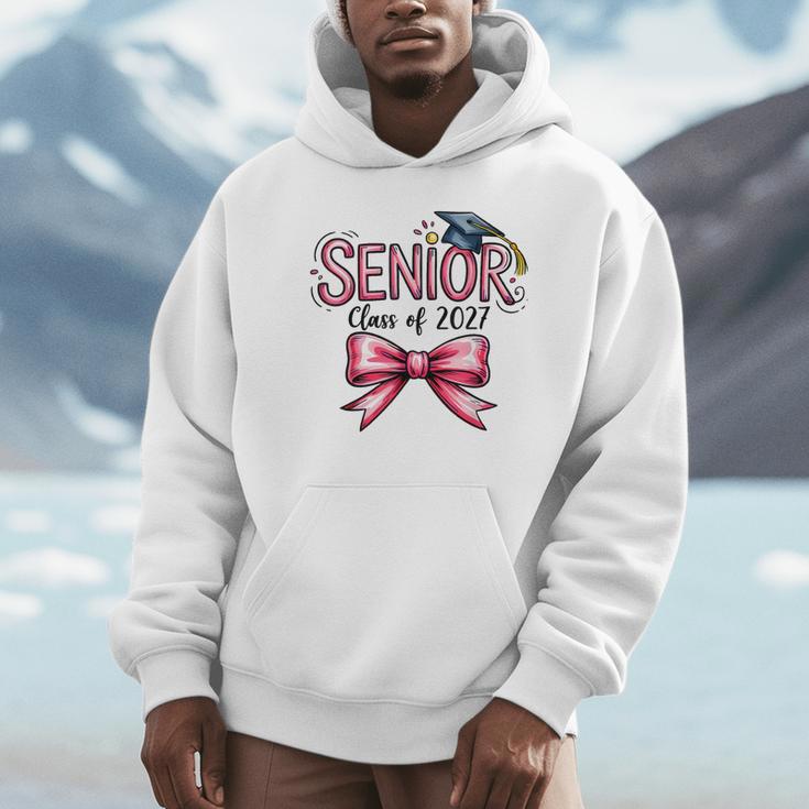 Senior Class Of 2027 Coquette Pink Bow Graduation 2027 Girls Unisex Hoodie