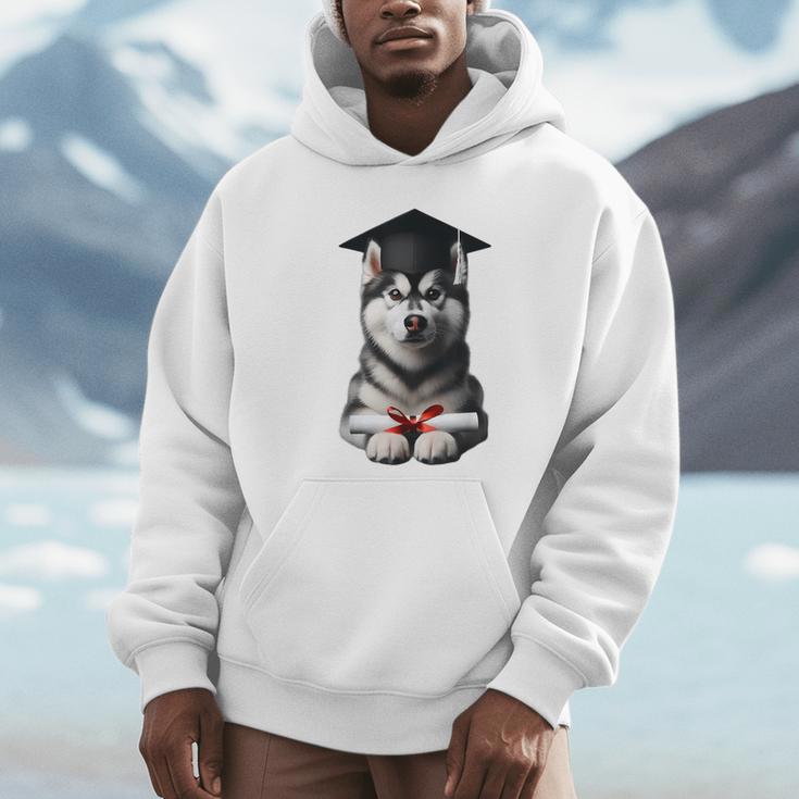 Siberian Husky Dog Graduation Cap Training School Graduate Men Women Kids Unisex Hoodie