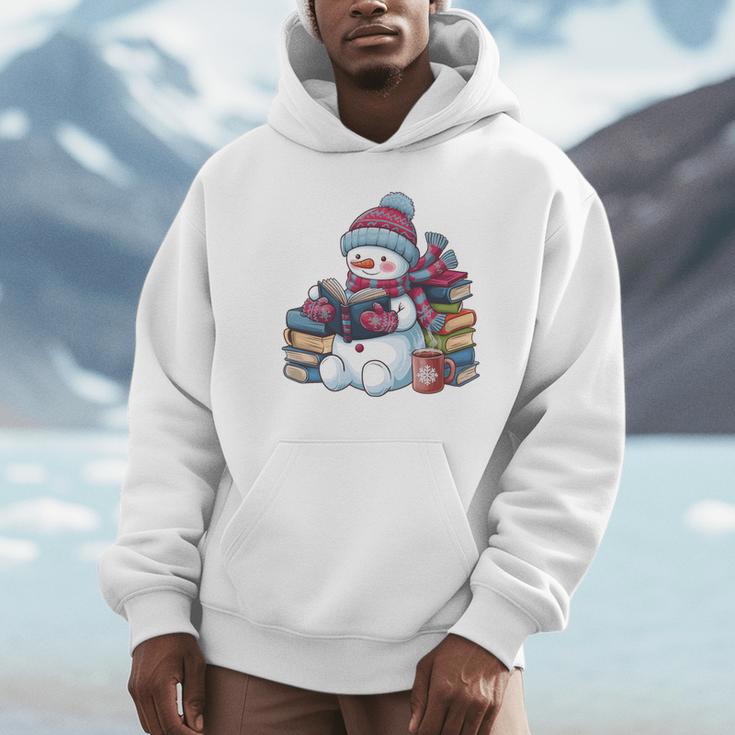Snowman Reading Book Lovers Christmas Bookworm Librarian Unisex Hoodie Snowman Reading Book Lovers Christmas Bookworm Librarian Unisex Hoodie