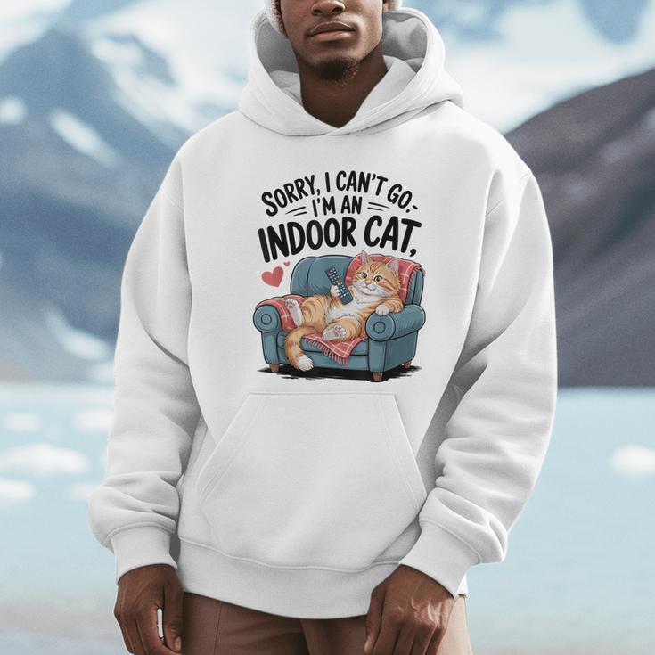 Sorry I Can’t Go I’m An Indoor Cat Couch Introvert Cat Unisex Hoodie