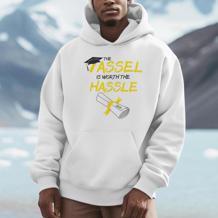 Tassel Worth The Hassle 2018 Graduation Quote Ylw Unisex Hoodie
