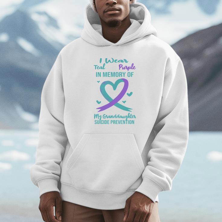Teal Purple Memory Granddaughter Suicide Prevention Ribbon Unisex Hoodie