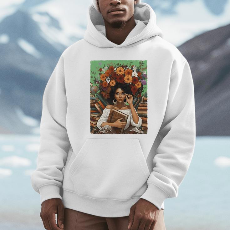 History Month Black Afro Girl Women Book Lovers Floral Unisex Hoodie