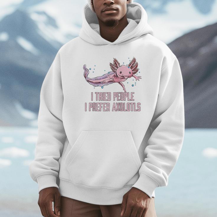 I Tried People I Prefer Axolotl Salamander Introvert Raglan Baseball Tee Unisex Hoodie