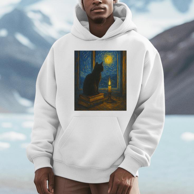 Van Gogh Starry Night Art Cat And Book Lovers Premium Tri-Blend Unisex Hoodie Van Gogh Starry Night Art Cat And Book Lovers Premium Tri-Blend Unisex Hoodie