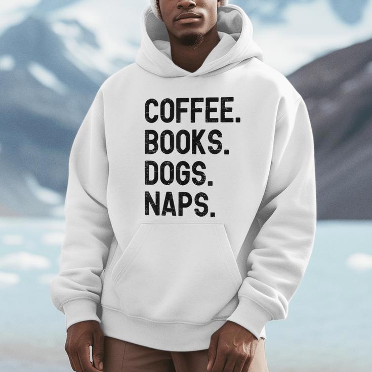 Vintage Coffee Books Dogs Naps Retro Unisex Hoodie