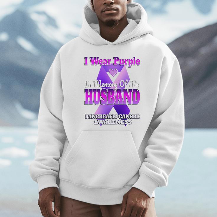 I Wear Purple In Memory Of My Husband Pancreatic Cancer Premium Tri-Blend Unisex Hoodie I Wear Purple In Memory Of My Husband Pancreatic Cancer Premium Tri-Blend Unisex Hoodie