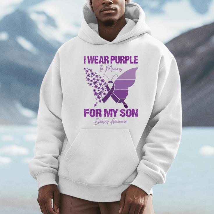 I Wear Purple In Memory For My Son Epilepsy Awareness Ribbon Unisex Hoodie