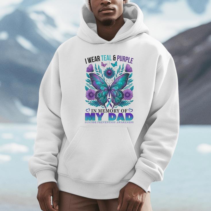 I Wear Teal Purple In Memory Of My Dad Suicide Awareness Unisex Hoodie