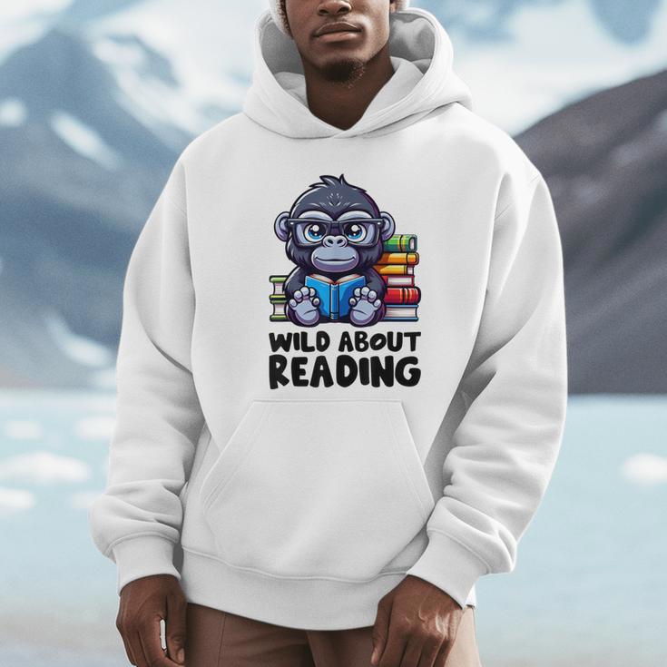 Wild About Reading Book Lover Gorilla Unisex Hoodie