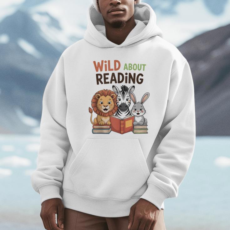 Wild About Reading Zoo Animals For Bookworm Book Reader Unisex Hoodie