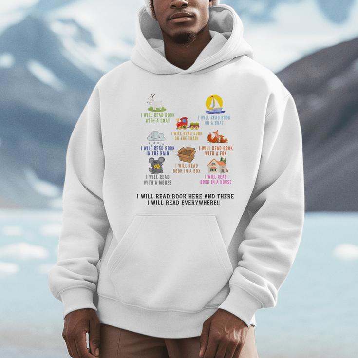 I Will Read Books On A Boat And Everywhere Reading Teachers Unisex Hoodie
