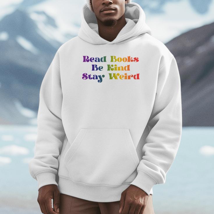 Women's Read Books Be Kind Stay Weird Book Lover Rainbow Unisex Hoodie Women's Read Books Be Kind Stay Weird Book Lover Rainbow Unisex Hoodie
