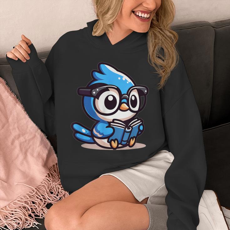 Adorable Book Lover Blue Jay With Reading Glasses Cute Unisex Hoodie Adorable Book Lover Blue Jay With Reading Glasses Cute Unisex Hoodie