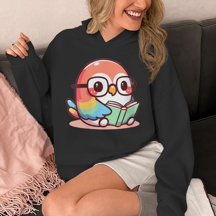 Adorable Book Lover Parrot With Reading Glasses Cute Unisex Hoodie