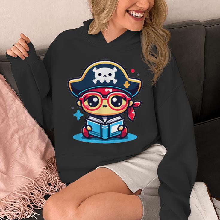 Adorable Book Lover Pirate With Reading Glasses Cute Unisex Hoodie