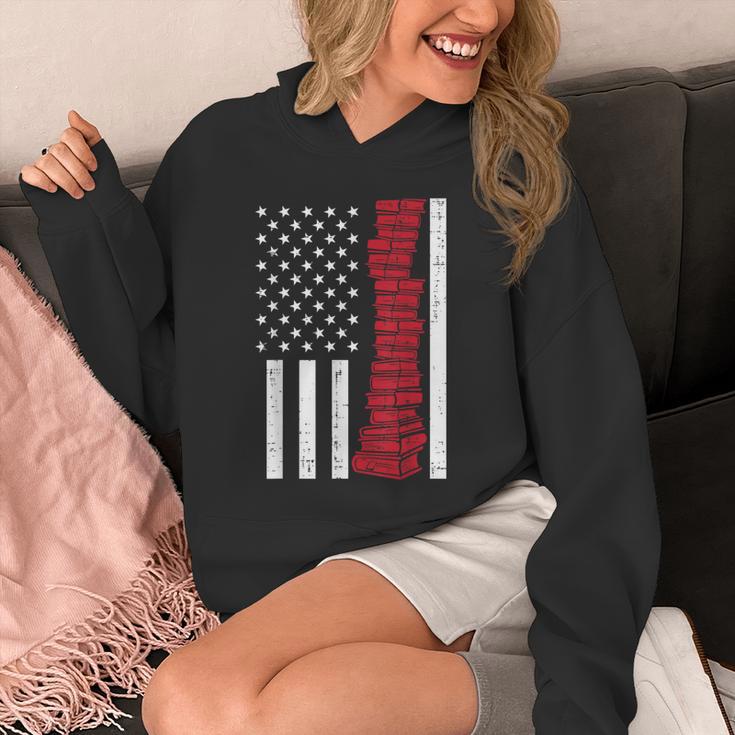America Flag Read Book Reading Librarian Men Women Kids Unisex Hoodie