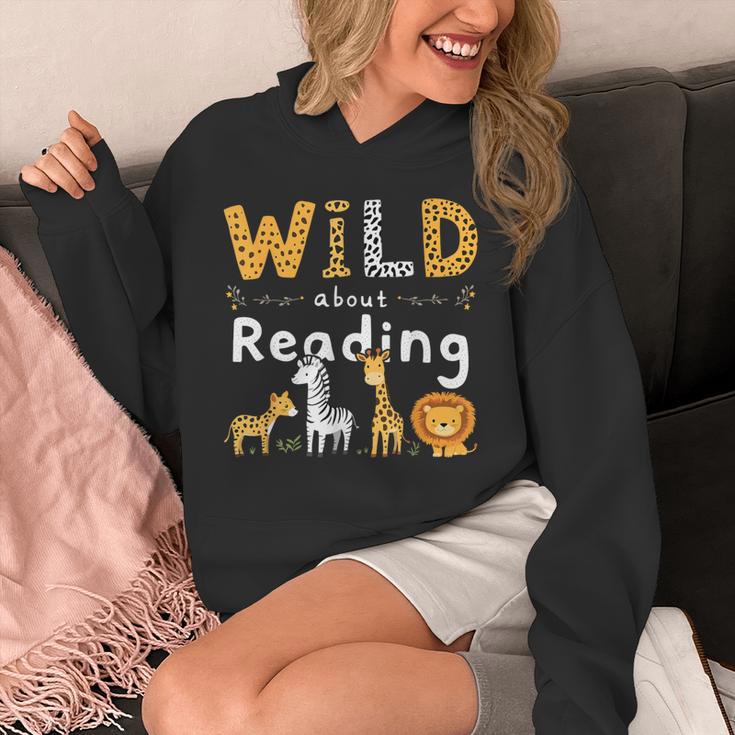 Animal Print Read A Book Character Kids Wild About Reading Unisex Hoodie
