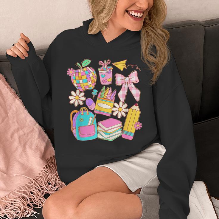 Apple Disco Pencil Books Bow Teacher Student Back To School Unisex Hoodie Apple Disco Pencil Books Bow Teacher Student Back To School Unisex Hoodie