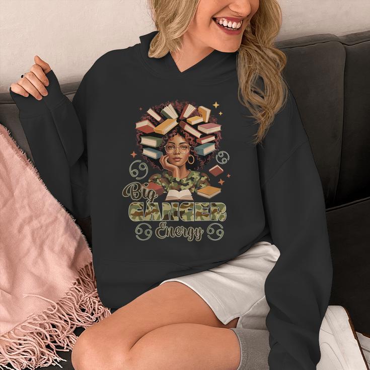Big Cancer Energy Woman Camo Zodiac Book Teacher Unisex Hoodie