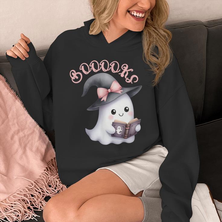 Boo Ghost Books Coquette Bow Halloween Women School Teacher Unisex Hoodie