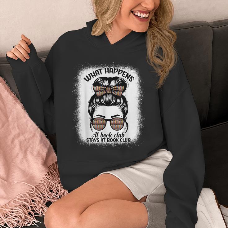 Book Lover What Happens At Book Club Stays Messy Bun Girls Unisex Hoodie