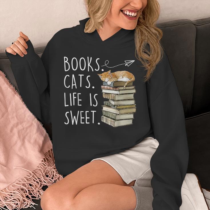 Book Lovers Books Cats Life Is Sweet Cat Lover Unisex Hoodie