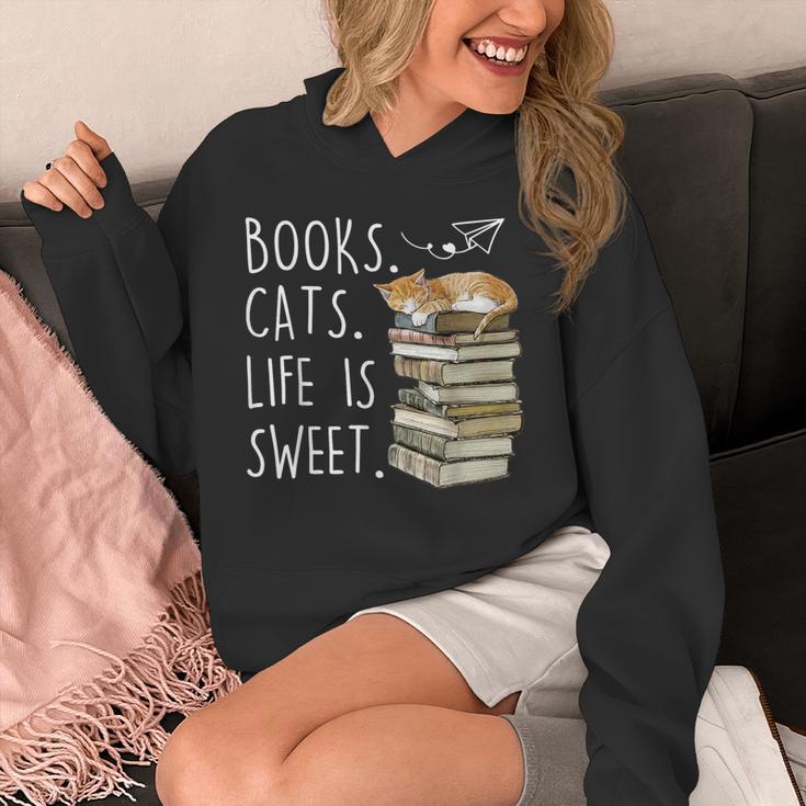 Book Lovers Books Cats Life Is Sweet Cat Lovers Unisex Hoodie