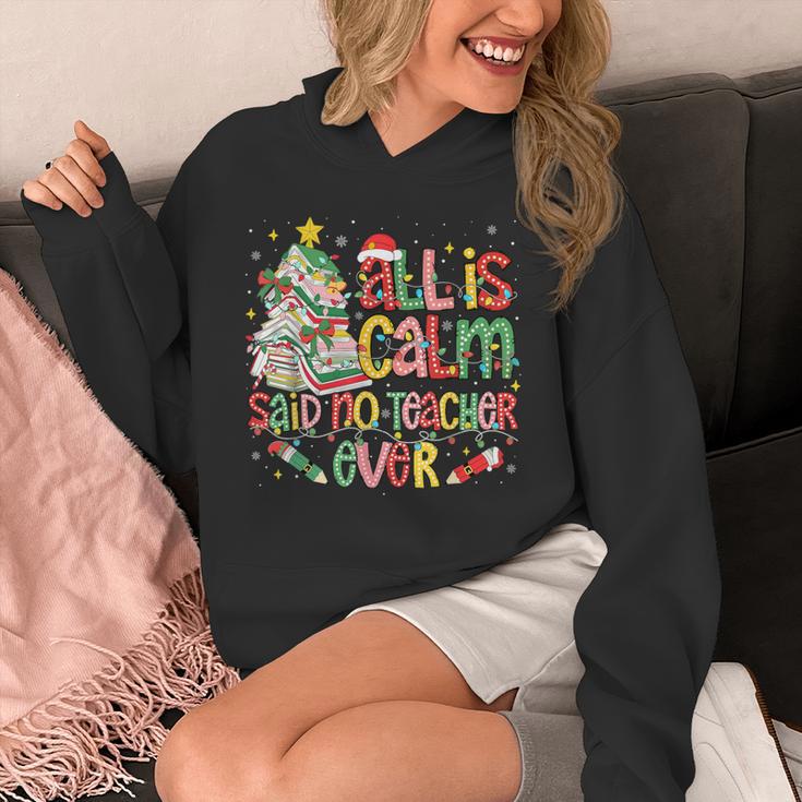 Book Tree All Is Calm Said No Teacher Ever Christmas Unisex Hoodie