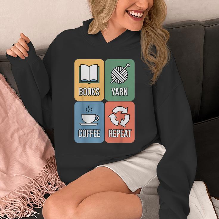Books Yarn Coffee Repeat Crocheting Unisex Hoodie