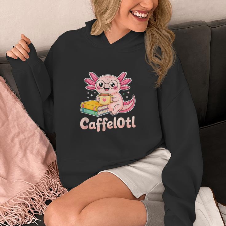 Caffelotl Cute Axolotl Pun Coffee Book Lover Kawaii Humor Unisex Hoodie
