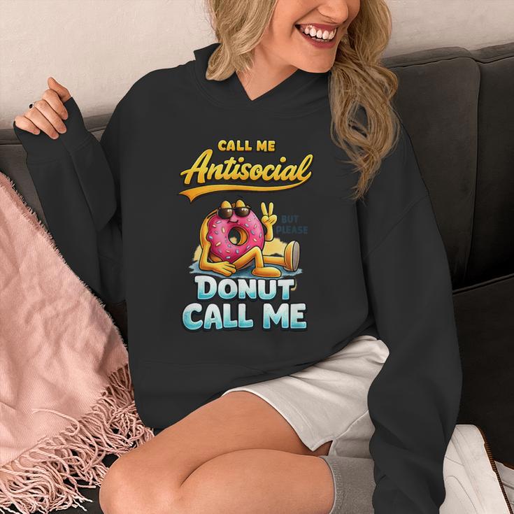 Call Me Antisocial Donut Pun Introvert Quote Unisex Hoodie