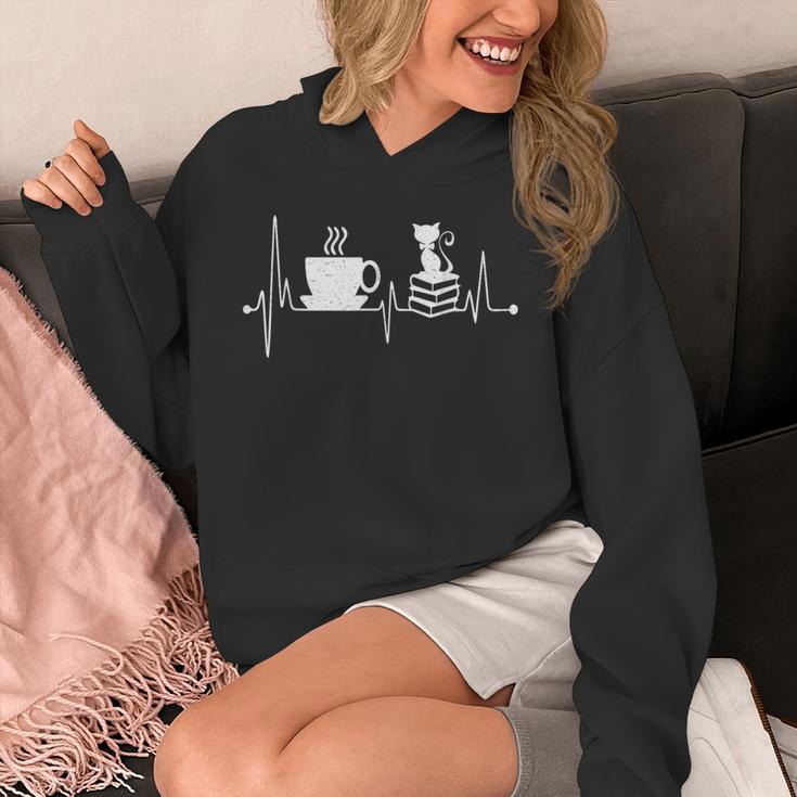 Cat Book Coffee Lover Heartbeat Cat Lover Book Lover Unisex Hoodie Cat Book Coffee Lover Heartbeat Cat Lover Book Lover Unisex Hoodie