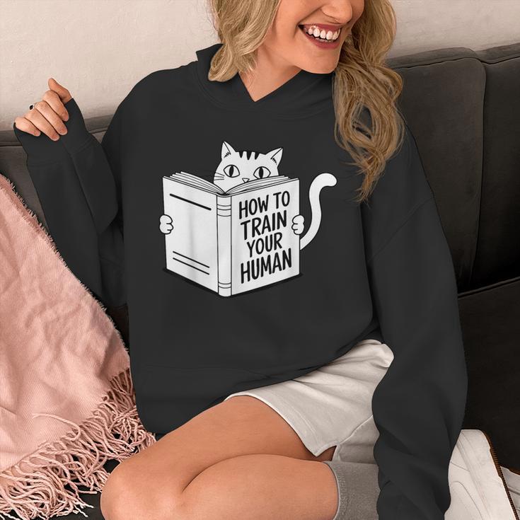 Cat Book Humor How To Train Your Human Unisex Hoodie