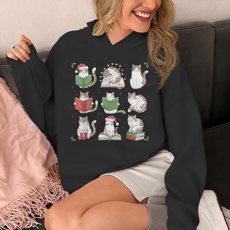 Cat Reading Book Funny Christmas Cat Book Lover Librarian Men Women Kids Unisex Hoodie