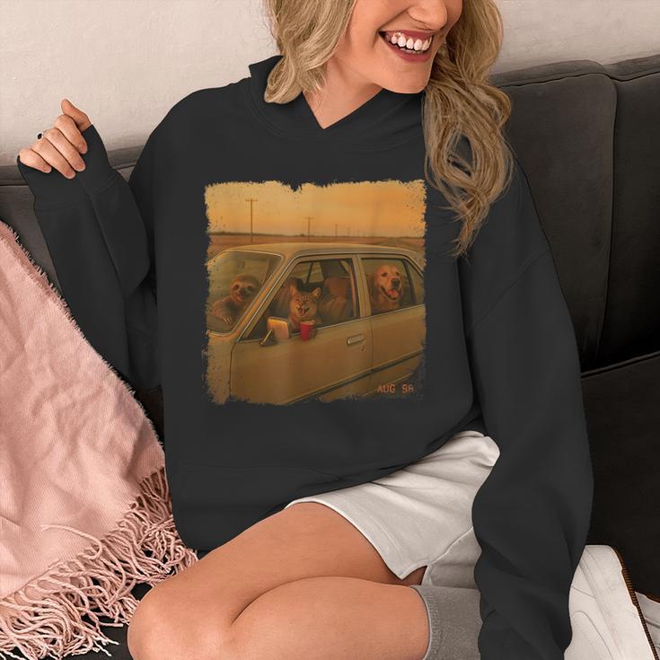 Cat Sloth Dog Retro Nostalgia Roadtrip Photo Unisex Hoodie