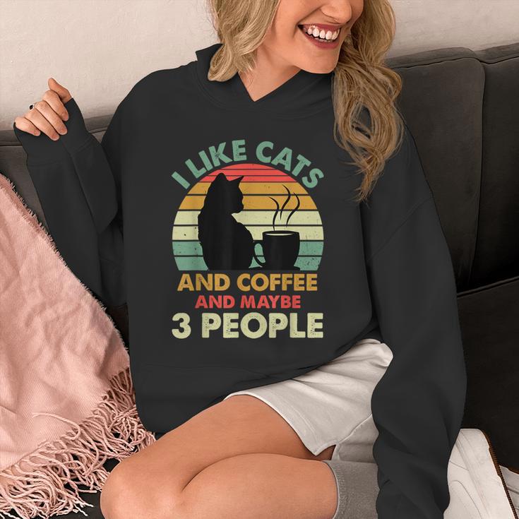 Cats Coffee & 3 People Tee Cute Font Introvert Humor Unisex Hoodie Cats Coffee & 3 People Tee Cute Font Introvert Humor Unisex Hoodie