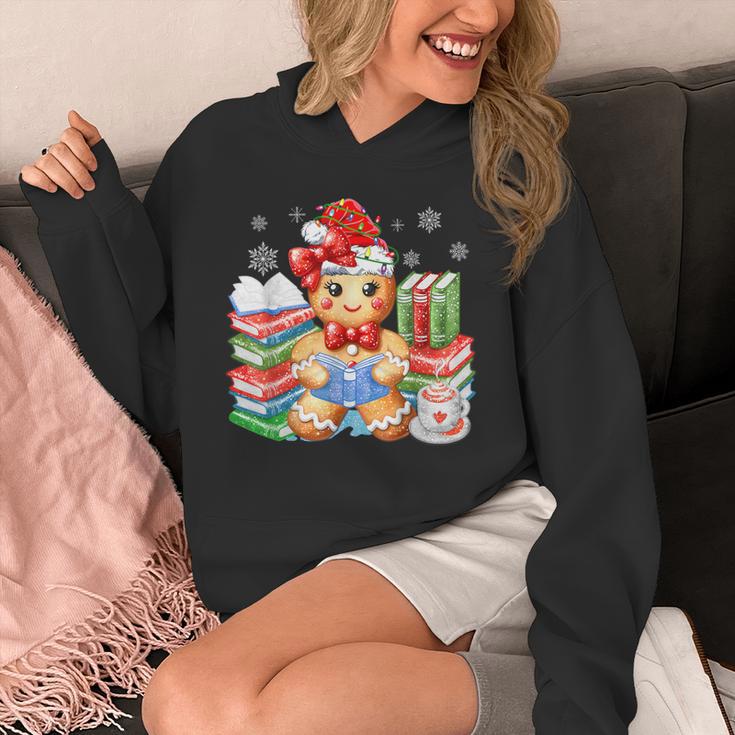Christmas Gingerbread Man Reading Book Snowflake Teacher Unisex Hoodie