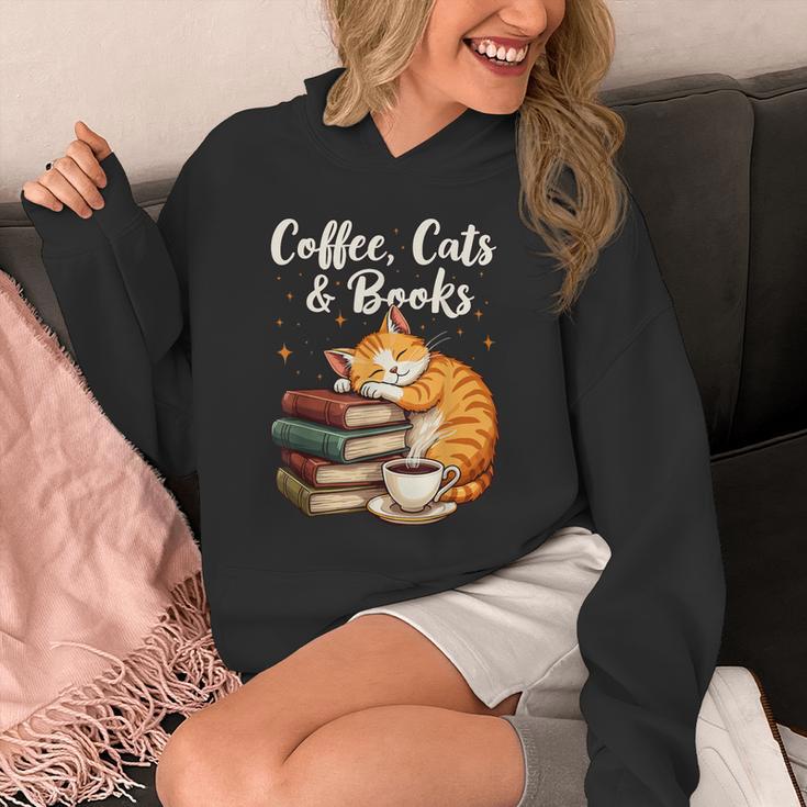 Coffee Cats & Books Lover For Women & Girls Coffee Unisex Hoodie