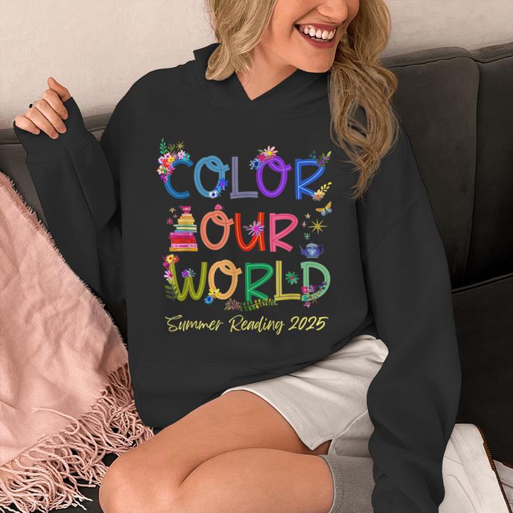 Color Our World Summer Reading 2025 Boho Wildflower Book Unisex Hoodie