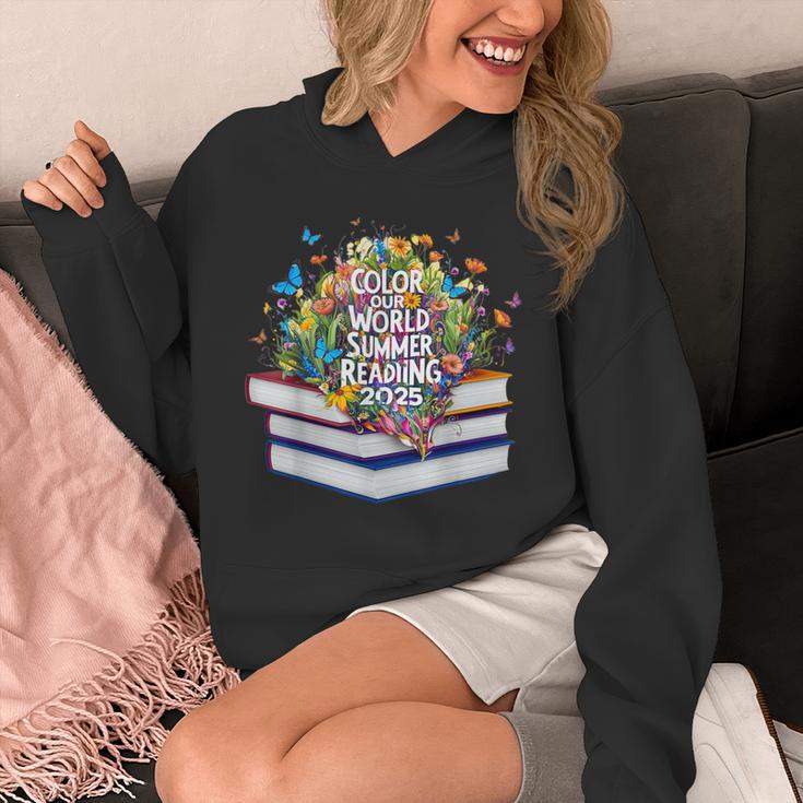 Color Our World Summer Reading 2025 Cute Book Wildflowers Unisex Hoodie
