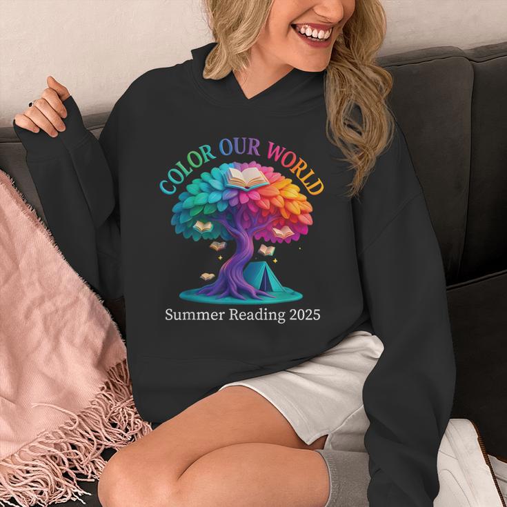 Color Our World Summer Reading 2025 Tree Book Lover Camping Unisex Hoodie