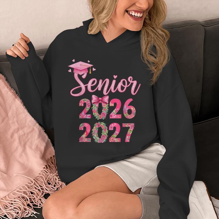 Coquette Pink Bow Flowers Senior 2026 2027 Graduation Unisex Hoodie