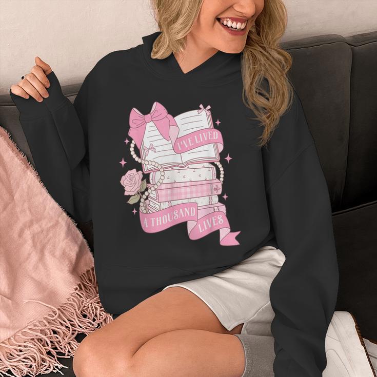 Coquette Reading Book Lover Pink Bow Bookish Mom & Daughter Unisex Hoodie