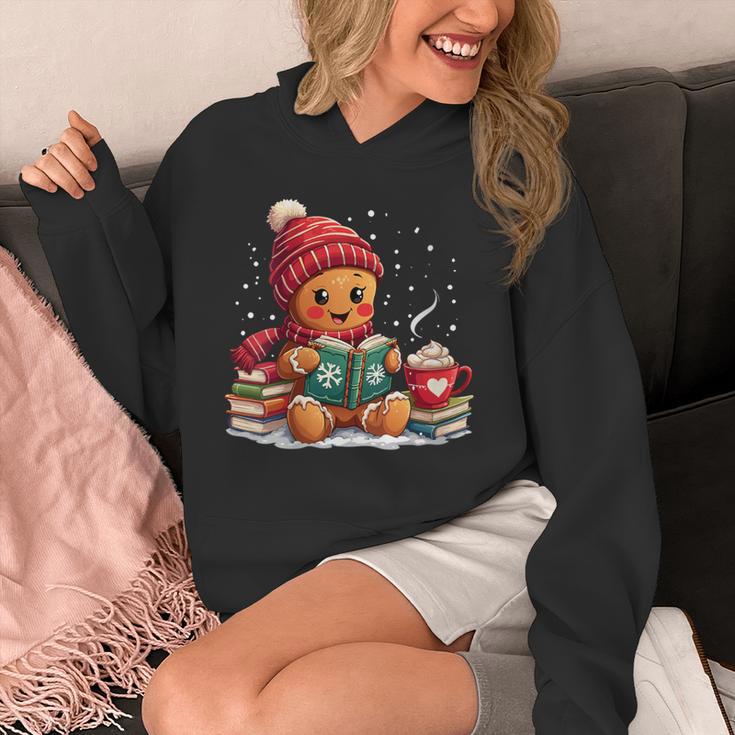 Cozy Gingerbread Christmas Reading Book Xmas Snowflakes Fall Unisex Hoodie