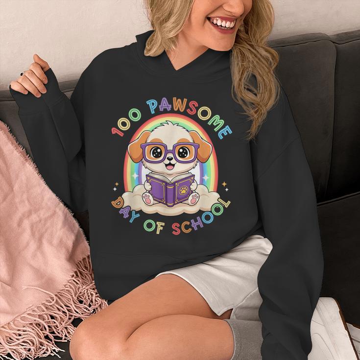 Cute 100th Day Of School 100 Days Dog Reading Book Rainbow Unisex Hoodie