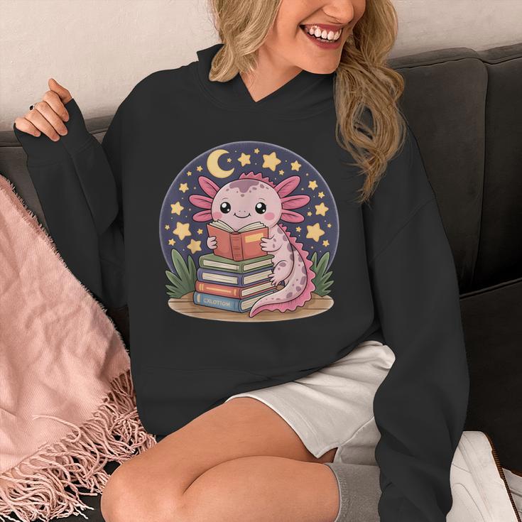 Cute Axolotl Reading Books Cozy Night Aesthetic Unisex Hoodie Cute Axolotl Reading Books Cozy Night Aesthetic Unisex Hoodie