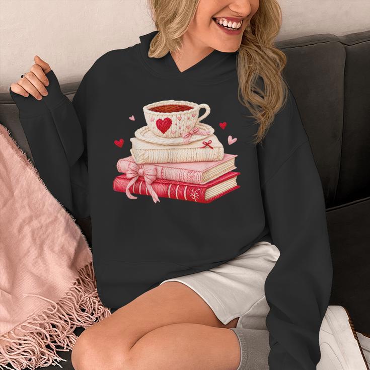 Cute Books And Coffee Crochet Valentines Day Tee For Couples Unisex Hoodie