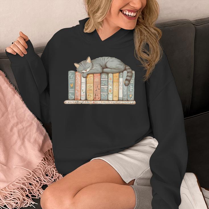 Cute Cat Sleeping On Books Unisex Hoodie Cute Cat Sleeping On Books Unisex Hoodie