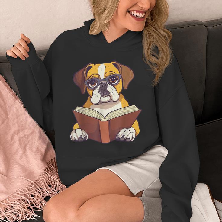 Cute Dog Boxer Reading Book Unisex Hoodie Cute Dog Boxer Reading Book Unisex Hoodie